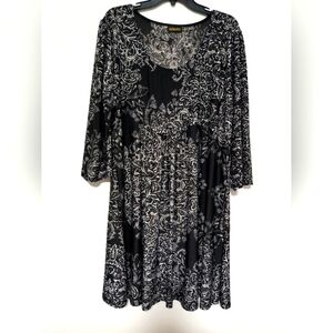 [5x$20] Black Beige Patterned Dress / 2X